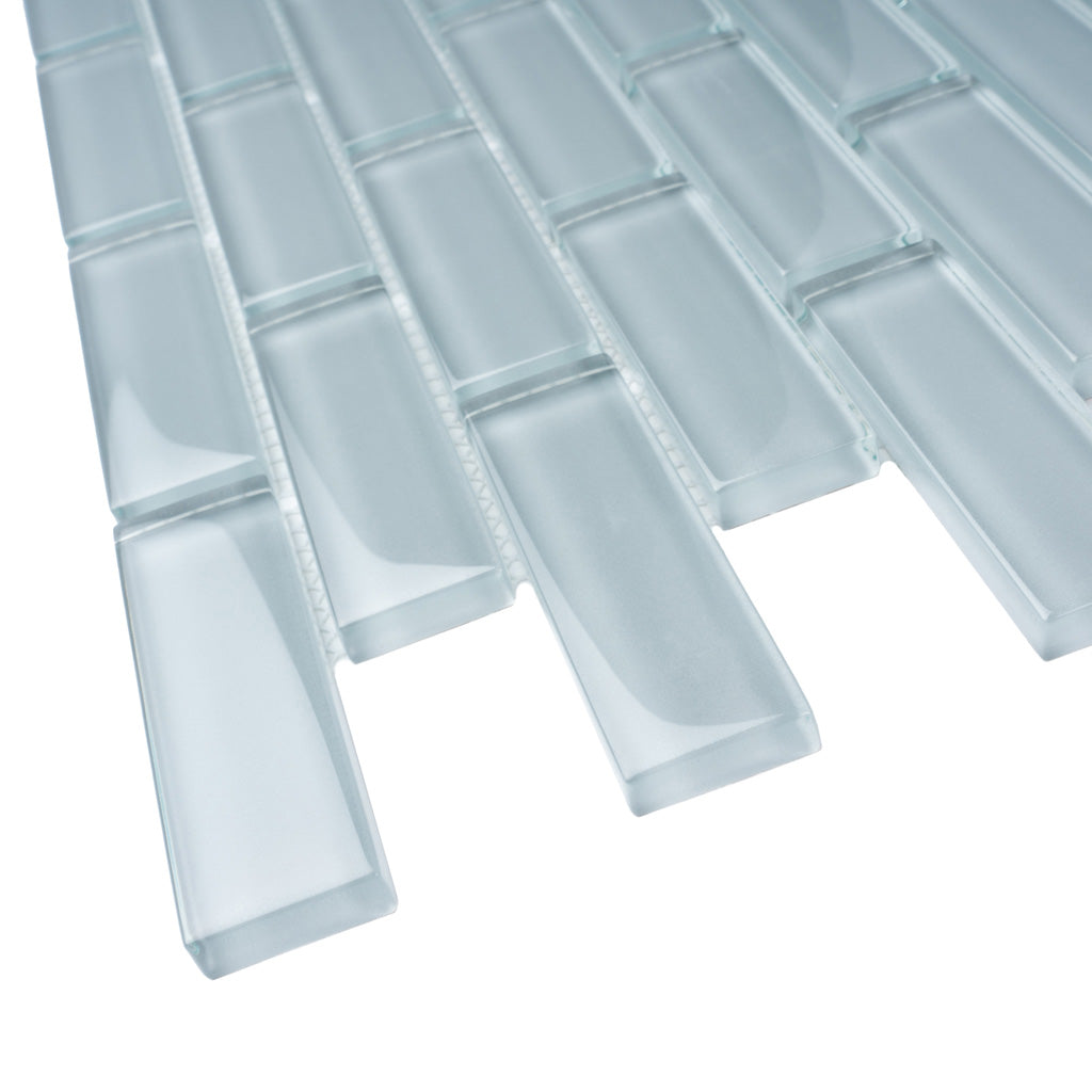 Gray 12x12 Glossy Brick Glass Mosaic Tile (5 pack, 4.92 sq ft/case)
