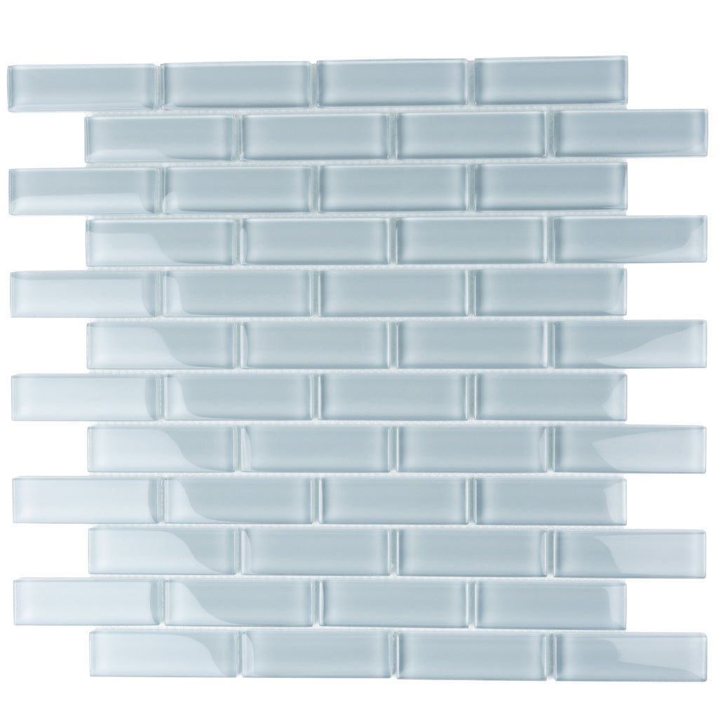 Gray 12x12 Glossy Brick Glass Mosaic Tile (5 pack, 4.92 sq ft/case)