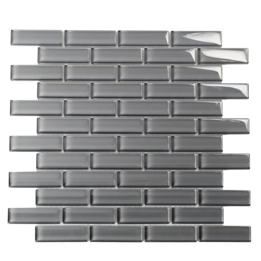 Coin Gray 12x12 Glossy Brick Glass Mosaic Tile (5 pack, 4.92 sq ft/case)