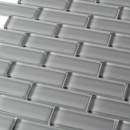 Coin Gray 12x12 Glossy Brick Glass Mosaic Tile (5 pack, 4.92 sq ft/case)