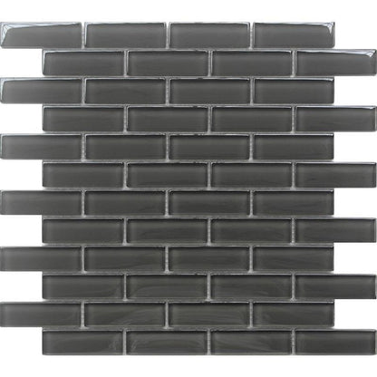 Ash Gray 12x12 Glossy Glass Brick Look Mosaic Tile (5 pack, 4.92 sq ft/case)