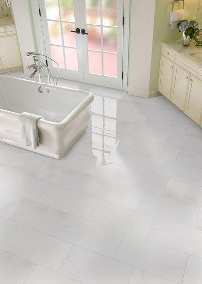 MSI Bianco Dolomite Beveled Marble Wall and Floor Tile 12"x24"