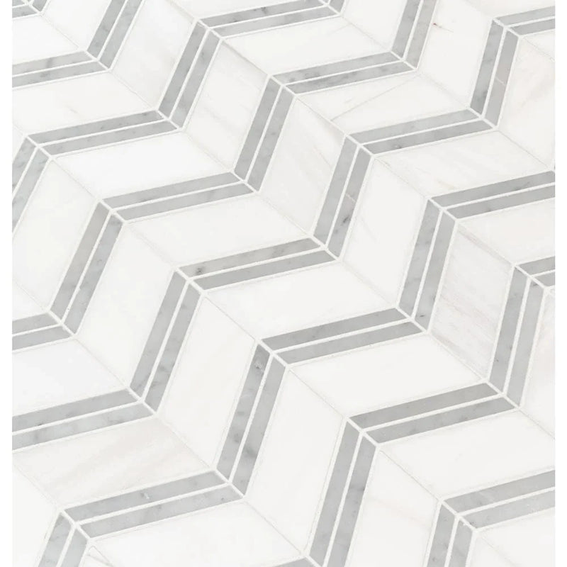 MSI Bianco Dolomite Chevron Marble Mosaic Tile 12"x12"