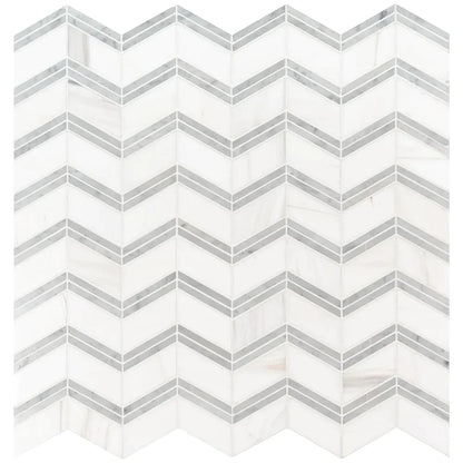 MSI Bianco Dolomite Chevron Marble Mosaic Tile 12"x12"