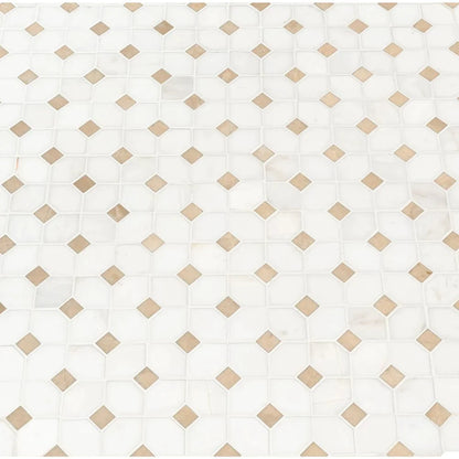 MSI Bianco Dolomite Crema Dotty Polished Marble Mosaic Tile 12.4"x12.4"