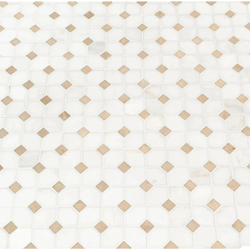 MSI Bianco Dolomite Crema Dotty Polished Marble Mosaic Tile 12.4"x12.4"