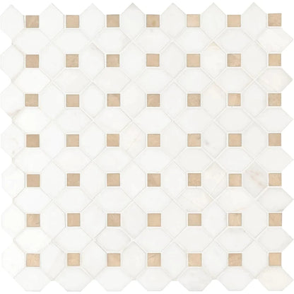 MSI Bianco Dolomite Crema Dotty Polished Marble Mosaic Tile 12.4"x12.4"