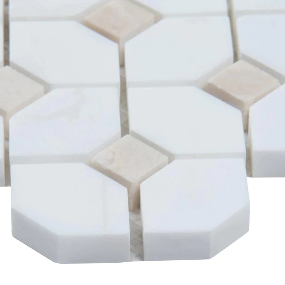 MSI Bianco Dolomite Crema Dotty Polished Marble Mosaic Tile 12.4"x12.4"