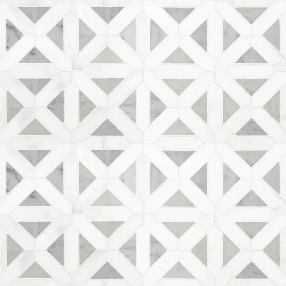 MSI Bianco Dolomite Geometrica Polished Marble Mosaic Tile 12"x12"