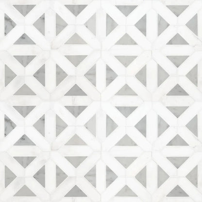 MSI Bianco Dolomite Geometrica Polished Marble Mosaic Tile 12"x12"