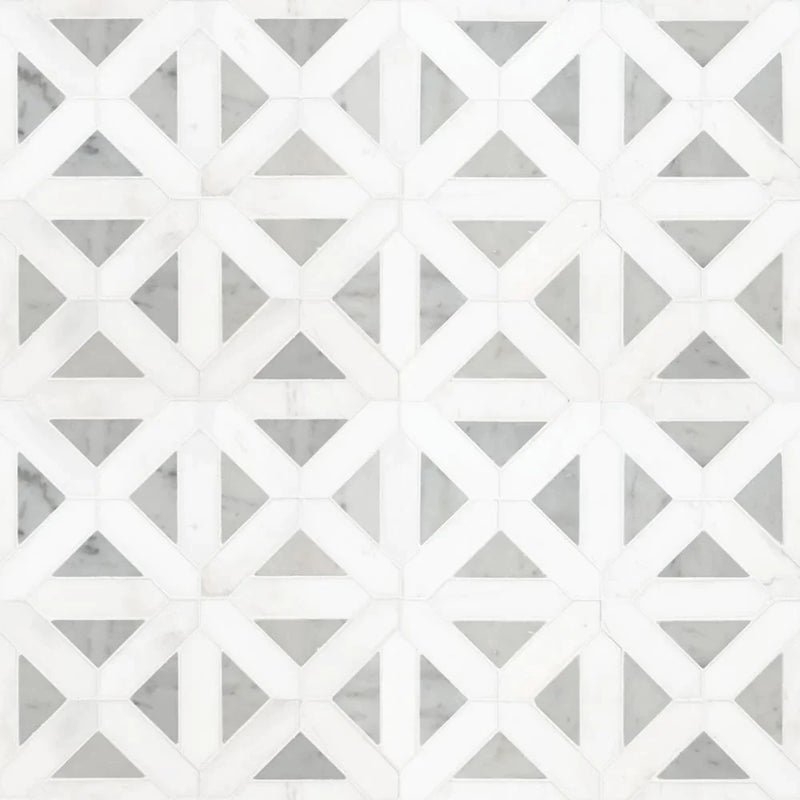 MSI Bianco Dolomite Geometrica Polished Marble Mosaic Tile 12"x12"