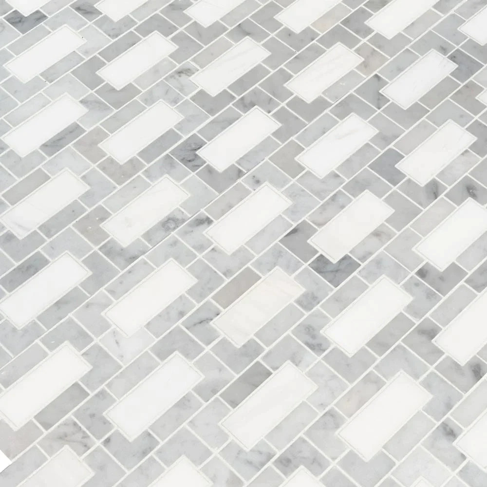 MSI Bianco Dolomite Lynx Polished Marble Mosaic Tile 12"x12"