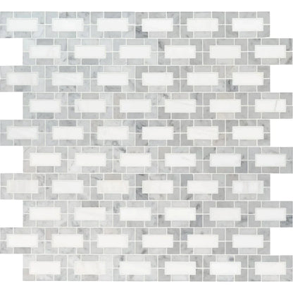 MSI Bianco Dolomite Lynx Polished Marble Mosaic Tile 12"x12"