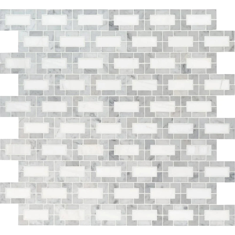 MSI Bianco Dolomite Lynx Polished Marble Mosaic Tile 12"x12"