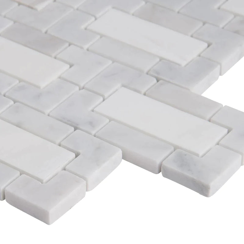 MSI Bianco Dolomite Lynx Polished Marble Mosaic Tile 12"x12"