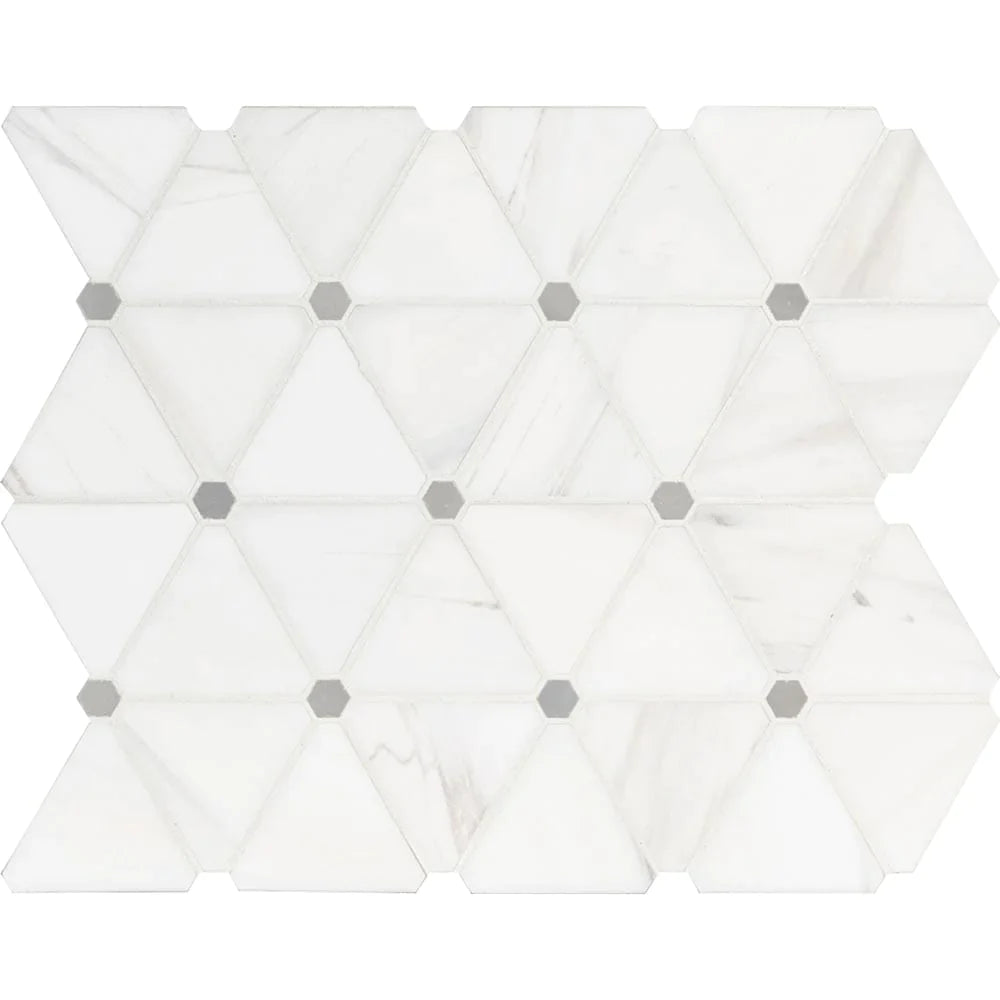 MSI Bianco Dolomite Pinwheel Polished Marble Mosaic Tile 12"x14"