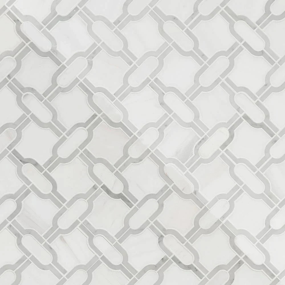 MSI Bianco Gridwork Polished Marble Mosaic Tile 12"x12"