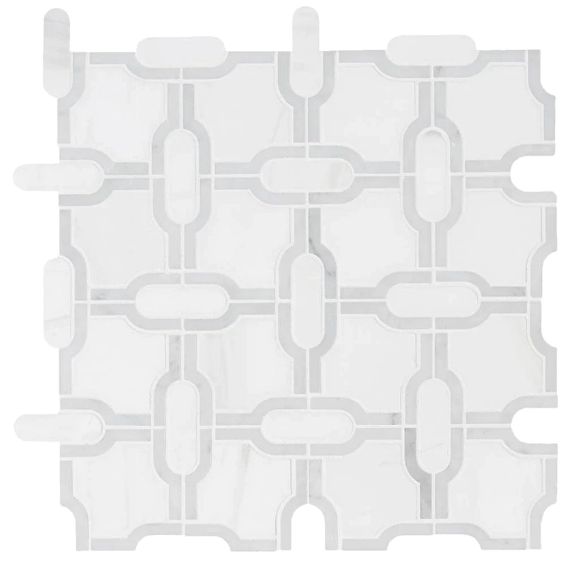 MSI Bianco Gridwork Polished Marble Mosaic Tile 12"x12"