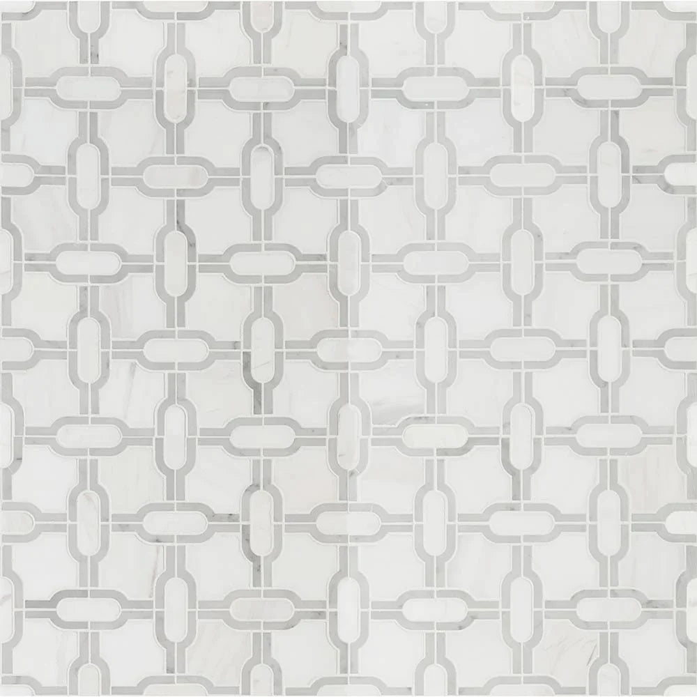 MSI Bianco Gridwork Polished Marble Mosaic Tile 12"x12"