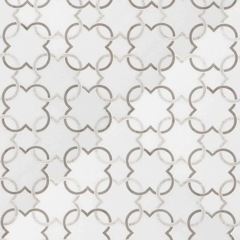 MSI Bianco Quatrefoil Polished Marble Mosaic Tile 12"x12"