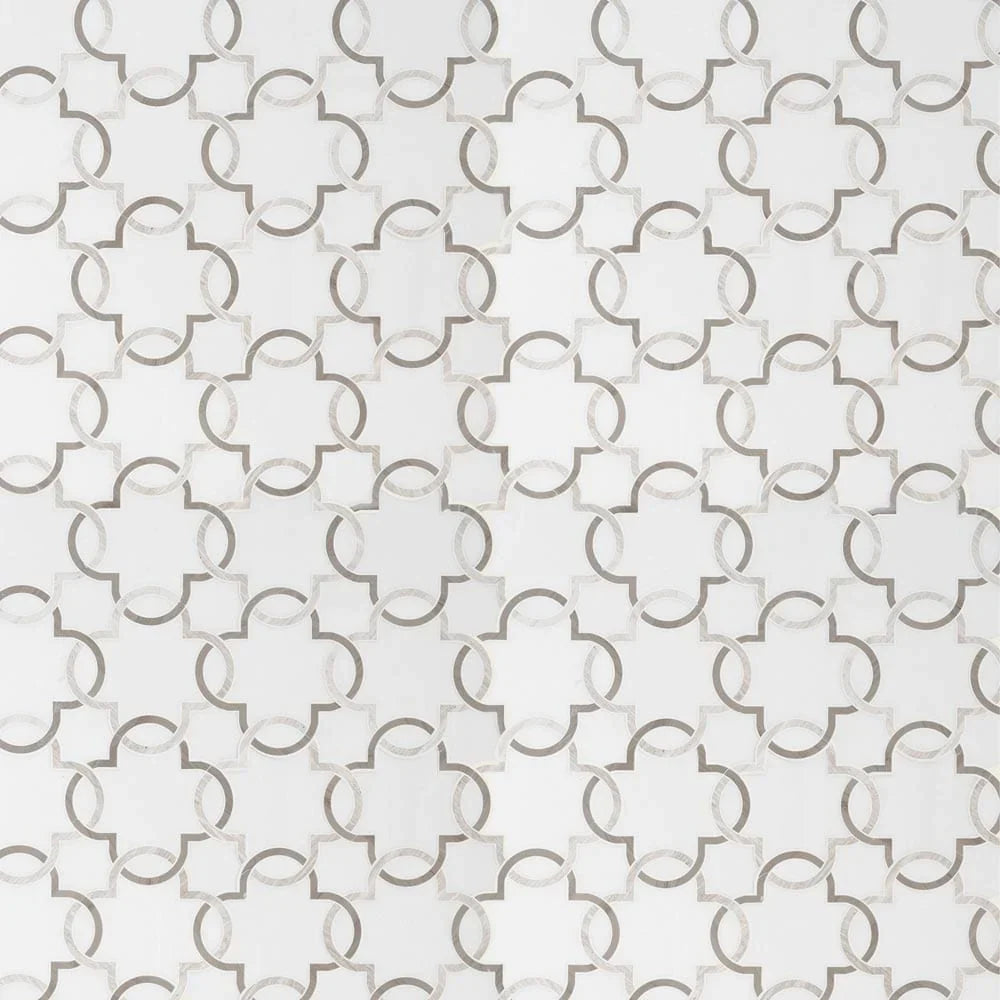 MSI Bianco Quatrefoil Polished Marble Mosaic Tile 12"x12"