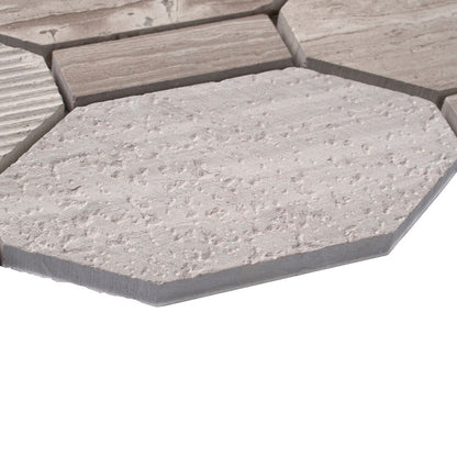 Gray 11x12 Polished Etched Hexagon Marble Mosaic Tile (5 pack, 4.66 sq ft/case) - Sample