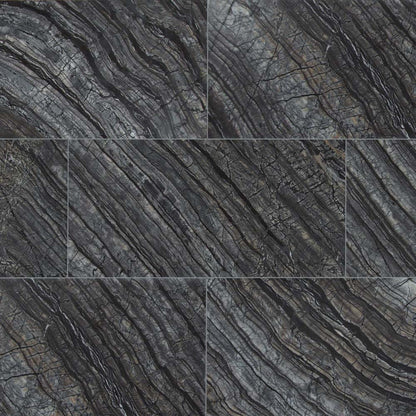 MSI Black Oak Polished Marble Wall and Floor Tile 12"x24"