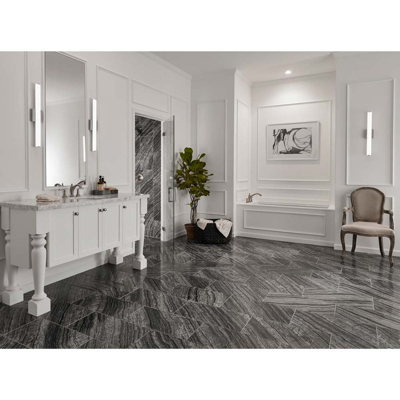 MSI Black Oak Polished Marble Wall and Floor Tile 12"x24"