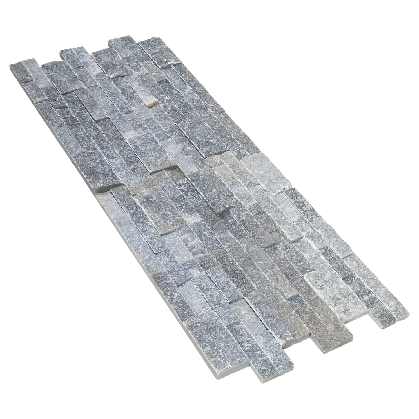 Ice Blue Ledger 3D Panel 6"x24" Split-face Natural Marble Wall Tile