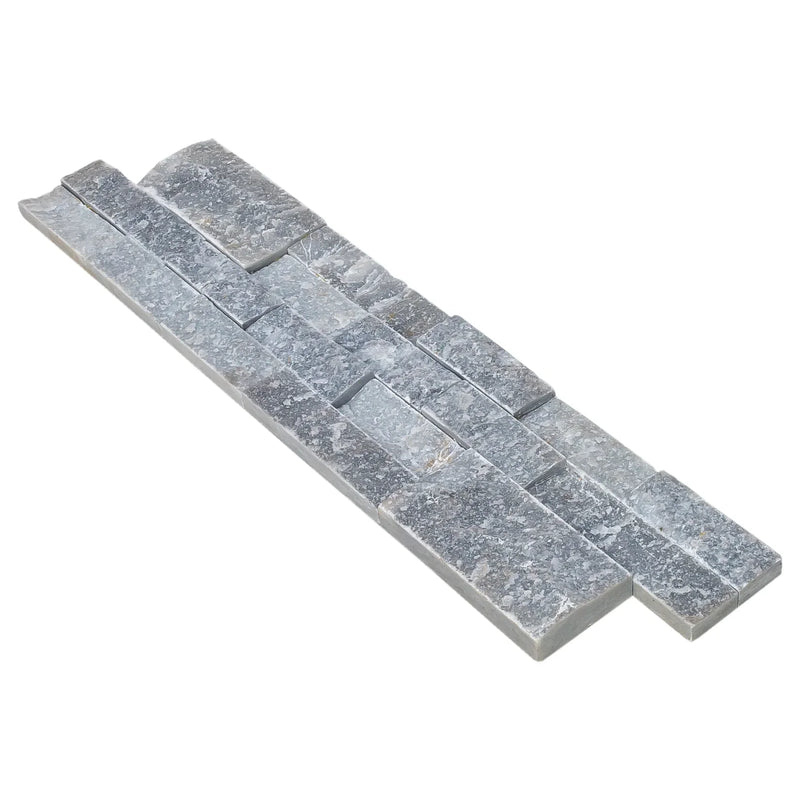 Ice Blue Ledger 3D Panel 6"x24" Split-face Natural Marble Wall Tile