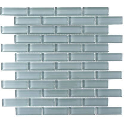 Stone Blue 12x12 Glossy Brick Glass Mosaic Tile (5 pack, 4.92 sq ft/case)
