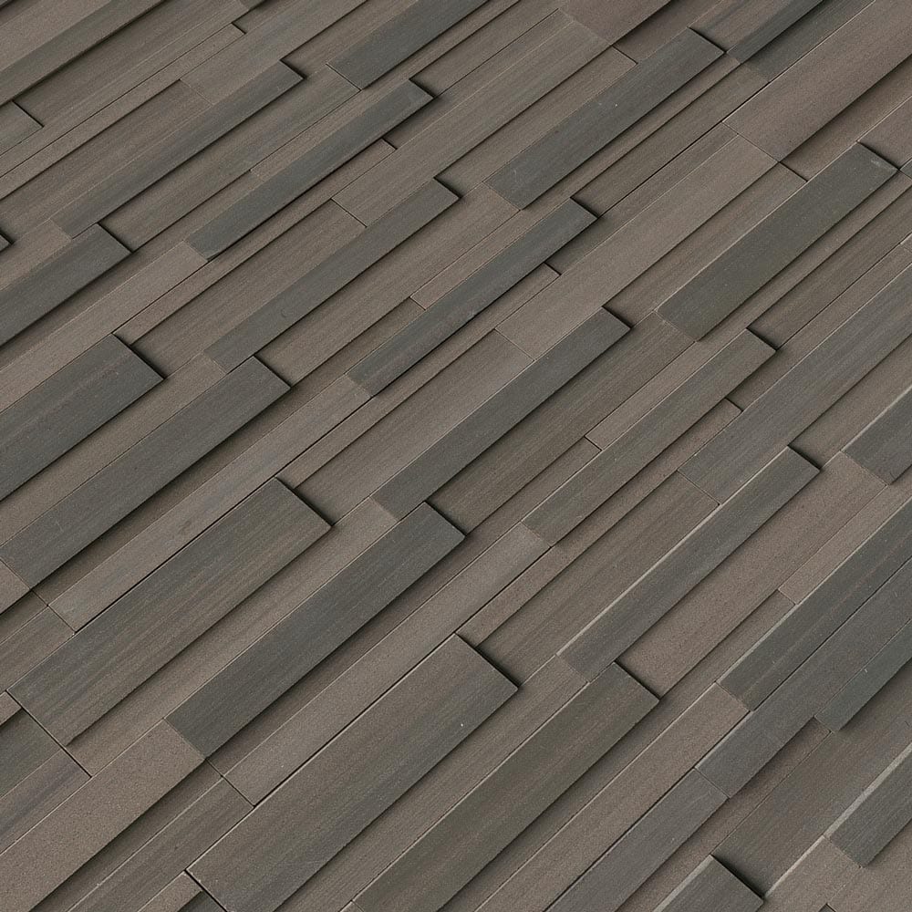 Brown wave 3D honed ledger panel 6 x 24 natural sandstone wall tile LPNLDBROWAV624 3DH product shot multiple tiles an