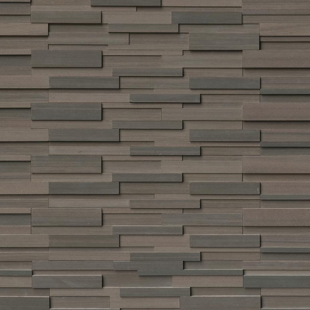 Brown wave 3D honed ledger panel 6 x 24 natural sandstone wall tile LPNLDBROWAV624 3DH product shot multiple tiles to