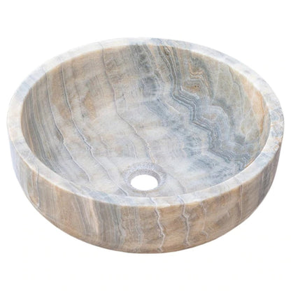 Natural Stone Bubble Gray Translucent Onyx Vessel Sink Polished (D)16" (H)6