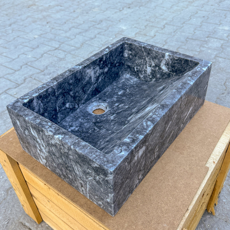 Bursa Gray Marble Rectangular Stone Sink Polished (W)12" (L)18" (H)6"