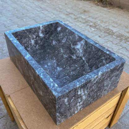 Bursa Gray Marble Rectangular Stone Sink Polished (W)12" (L)18" (H)6"