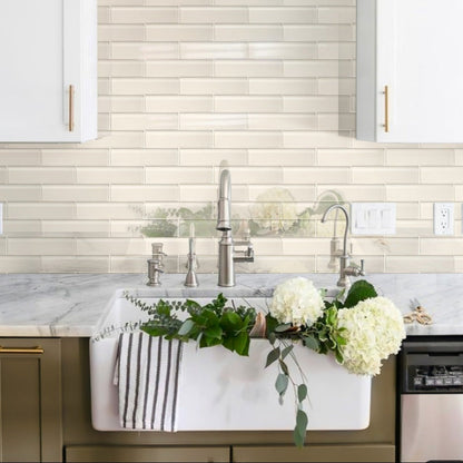 Chiffon White 12x12 Glossy Brick Glass Mosaic Tile (5 pack, 4.83 sq ft/case)