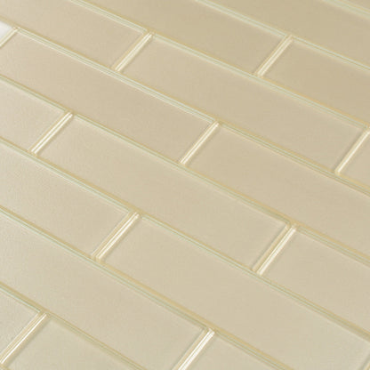 Chiffon White 12x12 Glossy Brick Glass Mosaic Tile (5 pack, 4.83 sq ft/case)