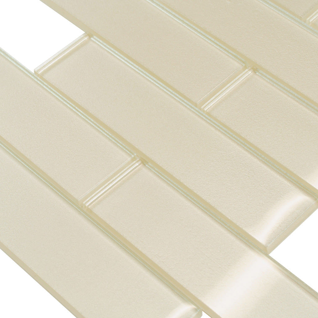 Chiffon White 12x12 Glossy Brick Glass Mosaic Tile (5 pack, 4.83 sq ft/case)