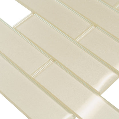 Chiffon White 12x12 Glossy Brick Glass Mosaic Tile (5 pack, 4.83 sq ft/case) - Sample