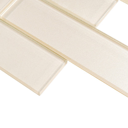 Lace White 12x12 Glossy Brick Glass Mosaic Tile (5 pack, 4.83 sq ft/case)