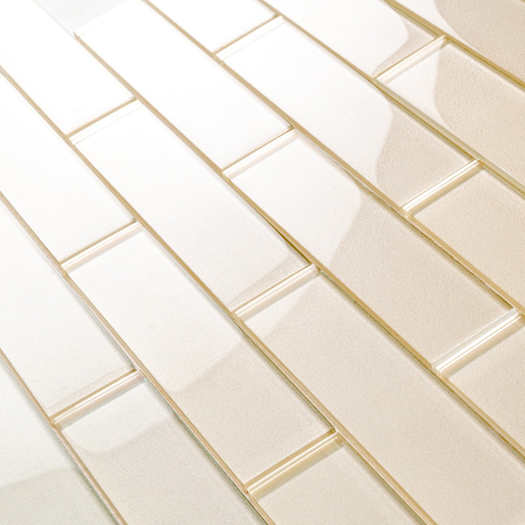 Lace White 12x12 Glossy Brick Glass Mosaic Tile (5 pack, 4.83 sq ft/case)
