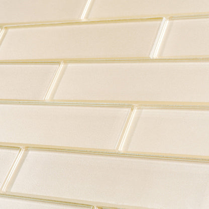 Lace White 12x12 Glossy Brick Glass Mosaic Tile (5 pack, 4.83 sq ft/case) - Sample