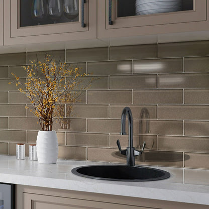 Brown 12x12 Brick Glossy Glass Mosaic Tile (5 pack, 4.83 sq ft/case) - Sample