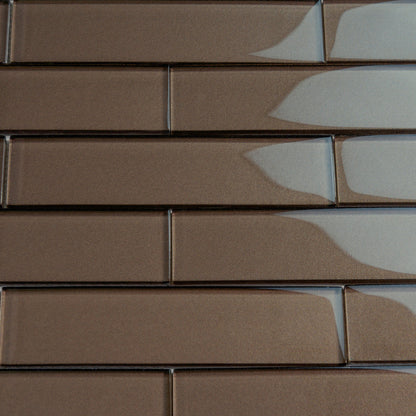 Brown 12x12 Glossy Brick Glass Mosaic Tile (5 pack, 4.83 sq ft/case)