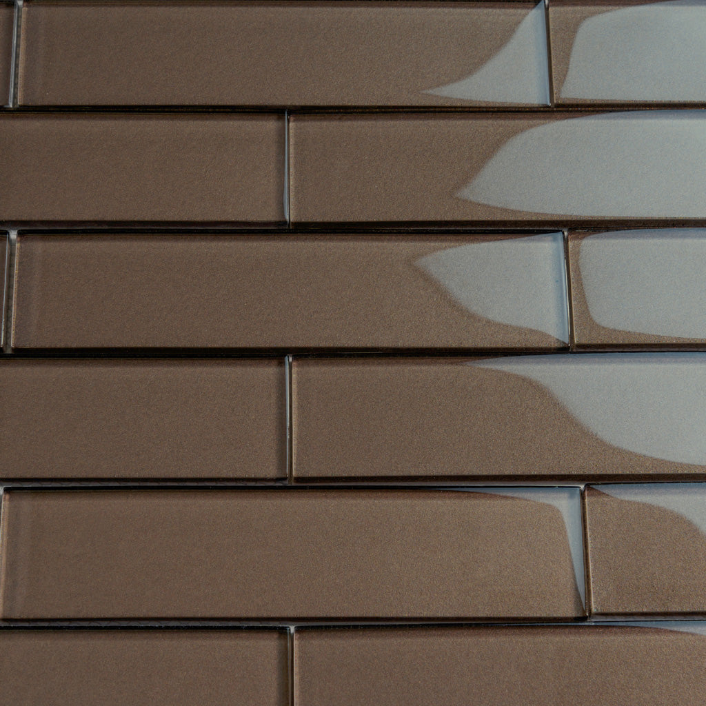 Brown 12x12 Brick Glossy Glass Mosaic Tile (5 pack, 4.83 sq ft/case) - Sample