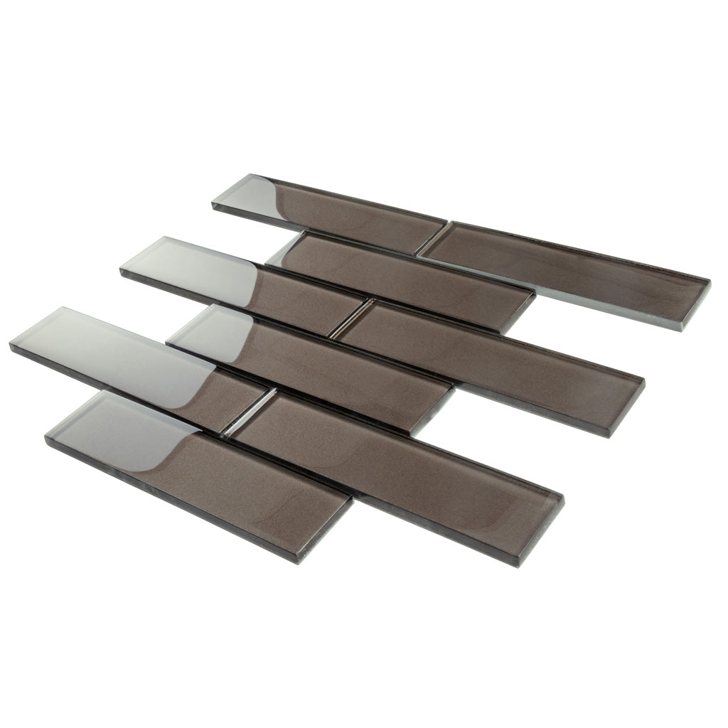 Brown 12x12 Glossy Brick Glass Mosaic Tile (5 pack, 4.83 sq ft/case)