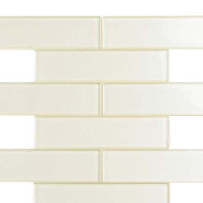 Powder White 12x12 Glossy Brick Glass Mosaic Tile (5 pack, 4.83 sq ft/case)
