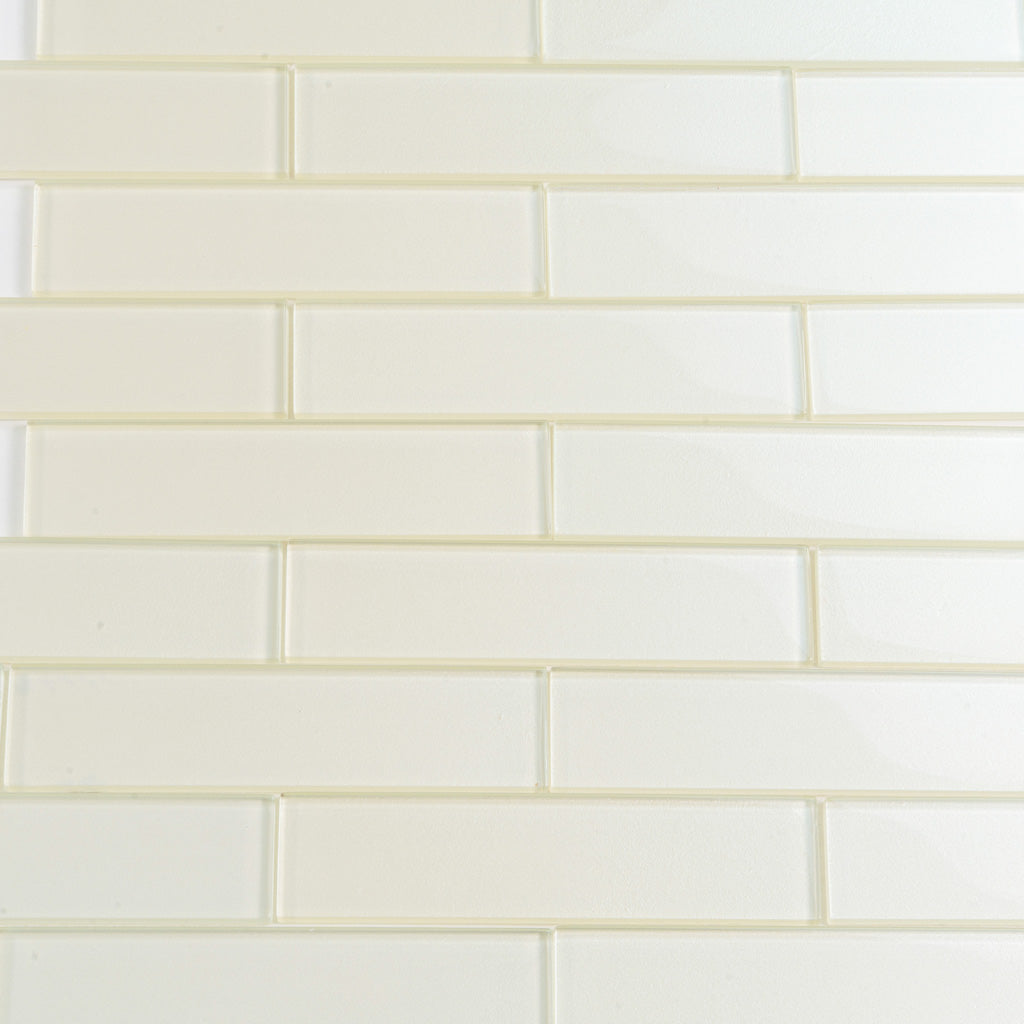 Powder White 12x12 Glossy Brick Glass Mosaic Tile (5 pack, 4.83 sq ft/case)