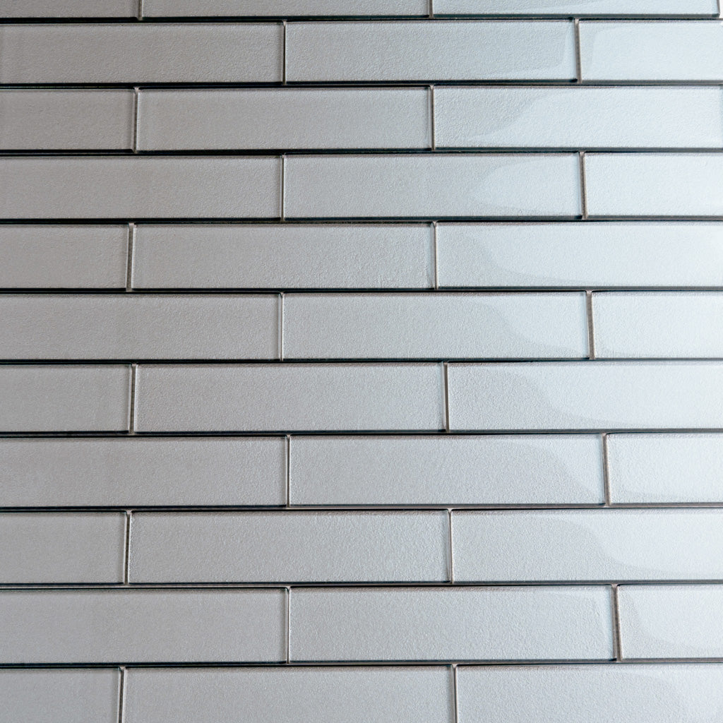 Gray 12x12 Brick Glossy Glass Mosaic Tile (5 pack, 4.83 sq ft/case)